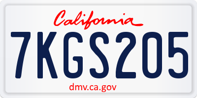 CA license plate 7KGS205