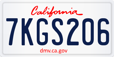 CA license plate 7KGS206