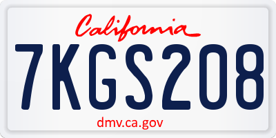 CA license plate 7KGS208