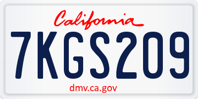 CA license plate 7KGS209