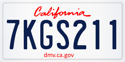 CA license plate 7KGS211