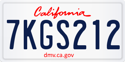 CA license plate 7KGS212
