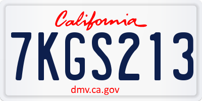 CA license plate 7KGS213