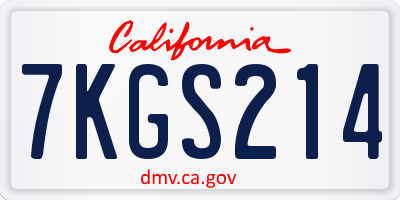 CA license plate 7KGS214
