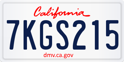 CA license plate 7KGS215