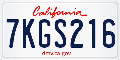 CA license plate 7KGS216