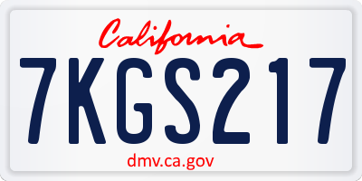 CA license plate 7KGS217
