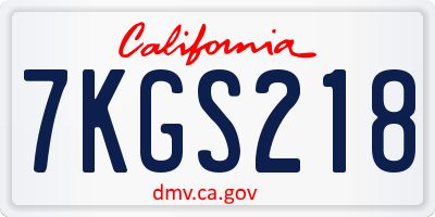 CA license plate 7KGS218