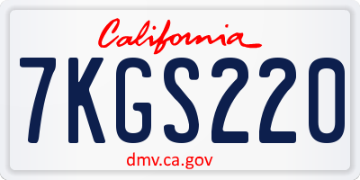 CA license plate 7KGS220
