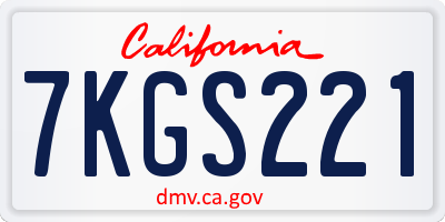 CA license plate 7KGS221