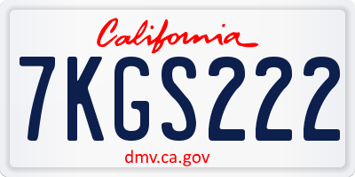 CA license plate 7KGS222