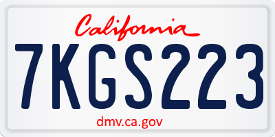 CA license plate 7KGS223