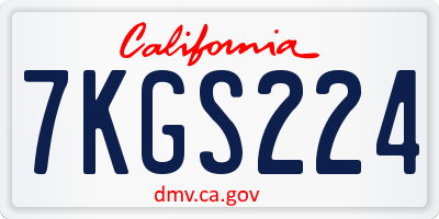 CA license plate 7KGS224