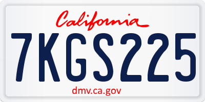 CA license plate 7KGS225
