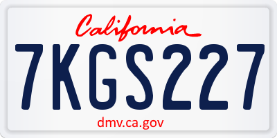 CA license plate 7KGS227
