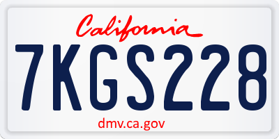 CA license plate 7KGS228
