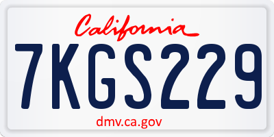CA license plate 7KGS229