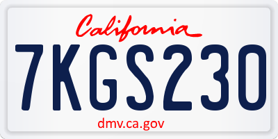 CA license plate 7KGS230