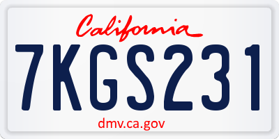 CA license plate 7KGS231