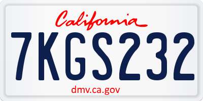 CA license plate 7KGS232