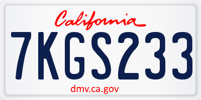 CA license plate 7KGS233