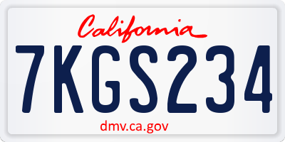 CA license plate 7KGS234