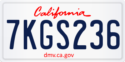 CA license plate 7KGS236