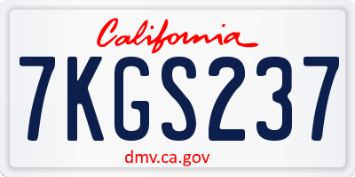 CA license plate 7KGS237