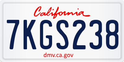 CA license plate 7KGS238