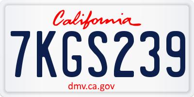 CA license plate 7KGS239