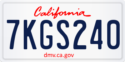 CA license plate 7KGS240