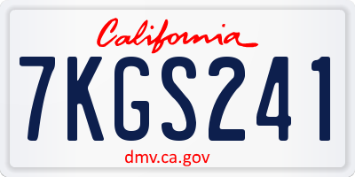 CA license plate 7KGS241
