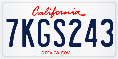CA license plate 7KGS243