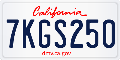 CA license plate 7KGS250