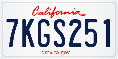 CA license plate 7KGS251
