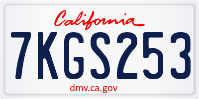 CA license plate 7KGS253