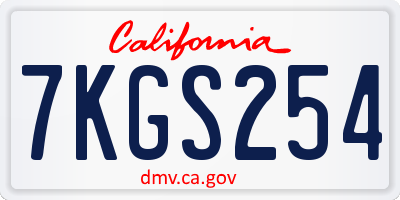 CA license plate 7KGS254