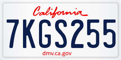CA license plate 7KGS255