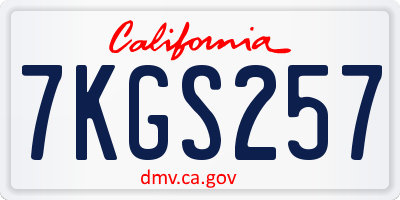 CA license plate 7KGS257