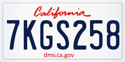 CA license plate 7KGS258
