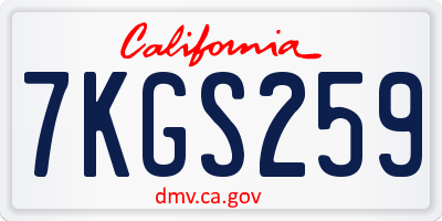 CA license plate 7KGS259