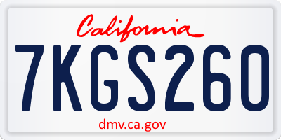 CA license plate 7KGS260