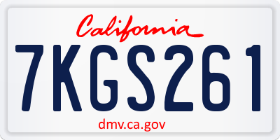 CA license plate 7KGS261