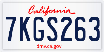 CA license plate 7KGS263