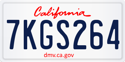 CA license plate 7KGS264