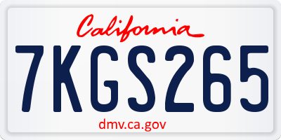 CA license plate 7KGS265
