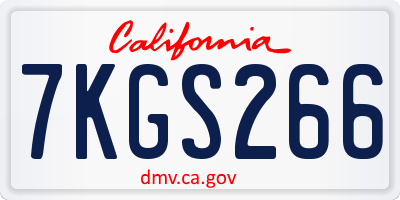 CA license plate 7KGS266