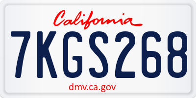 CA license plate 7KGS268