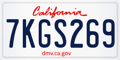 CA license plate 7KGS269
