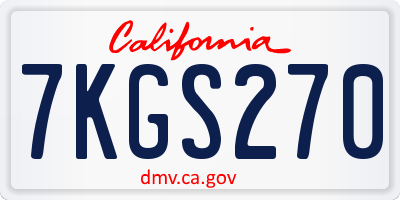 CA license plate 7KGS270